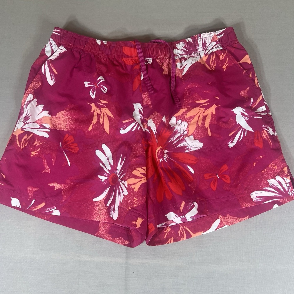 Columbia Swim Trunks Mens M Pink Floral Drawstring Mesh Lined  Shorts Quick Dry